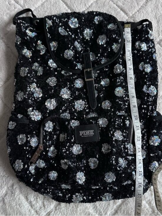 Victoria\'s Secret PINK | Black & White Sequin Polka Dot Backpack main image 6